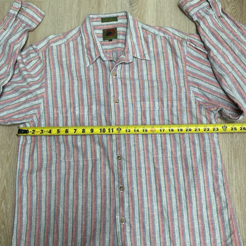 Vintage Boston Traders Limited Edition Linen Cotton Blend Mens L Striped Shirt - Picture 5 of 7